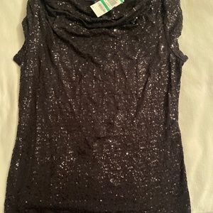 Capped sleeve sequined tank